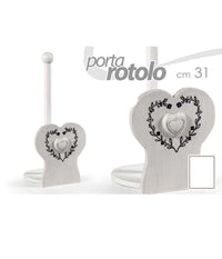 Porta Rotolo Cucina Decoro Cuore 31 Cm Carta Tavola In Legno Shabby Chic 662270         
