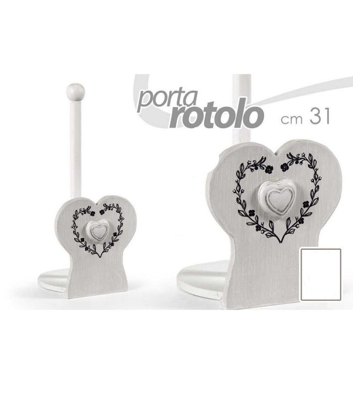 Porta Rotolo Cucina Decoro Cuore 31 Cm Carta Tavola In Legno Shabby Chic 662270         
