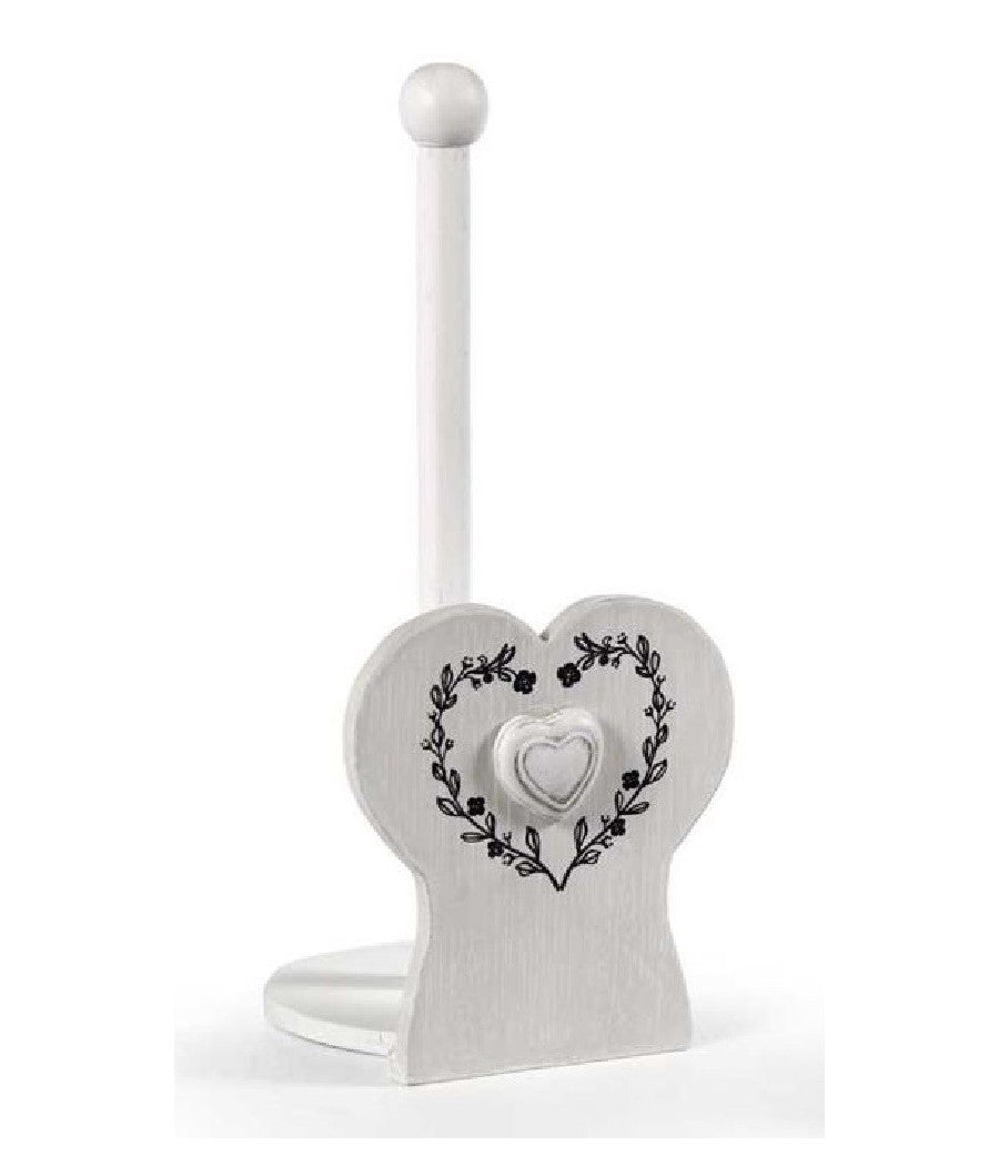 Porta Rotolo Cucina Decoro Cuore 31 Cm Carta Tavola In Legno Shabby Chic 662270         