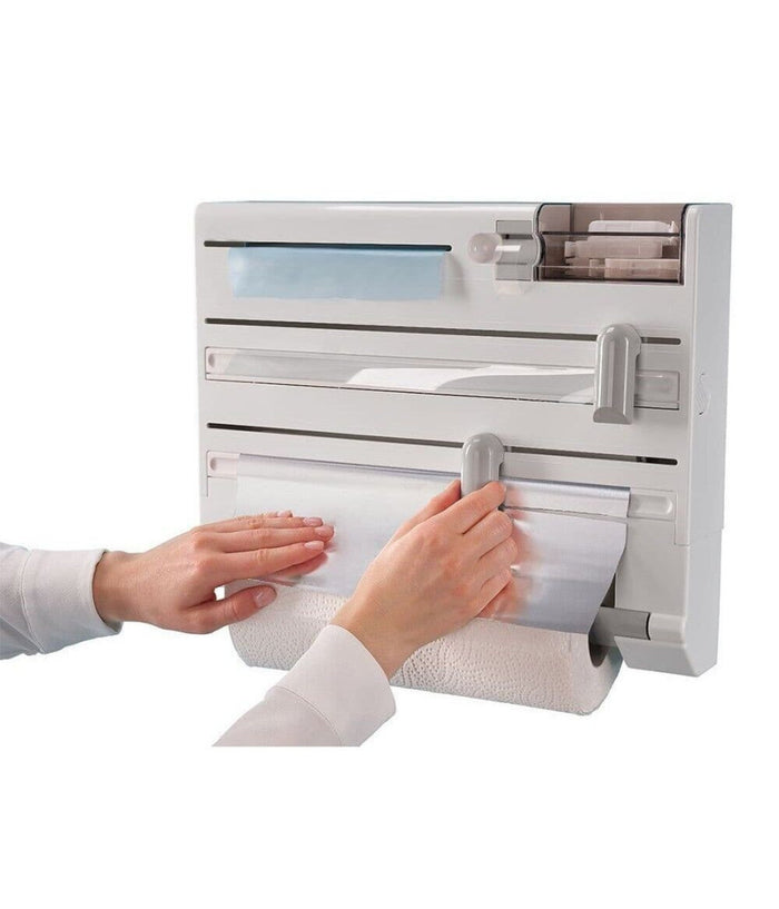 Porta Rotolo Da Cucina Carta 5in1 Da Parete Organizer Dispenser Pellicola Nastro         