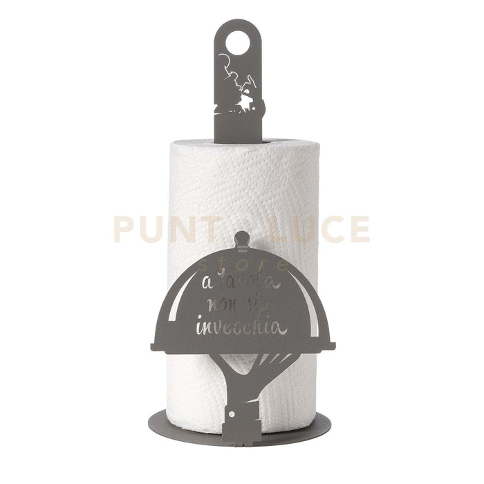 porta rotolo da cucina moderno a tavola non si invecchia Fango in Ferro  15x33h cm