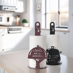 porta rotolo da cucina moderno a tavola non si invecchia Fango in Ferro  15x33h cm