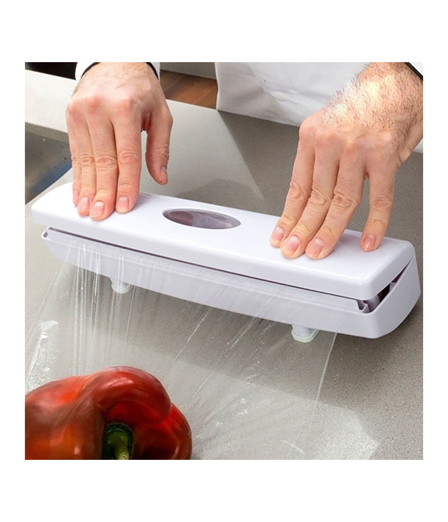 Porta Rotolo Dispenser Automatico Con Taglio Per Pellicola Carta Forno Alluminio         