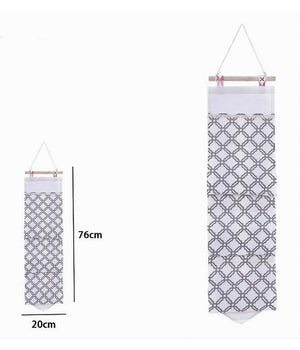 Porta Rotolo Organizer Da Appendere Con 3 Tasche In Tessuto Grigio Bagno 79200         