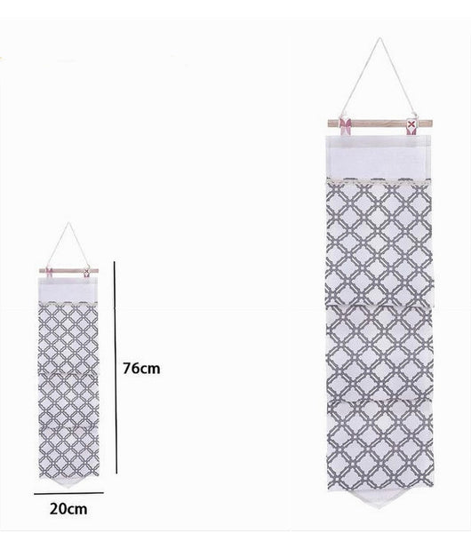 Porta Rotolo Organizer Da Appendere Con 3 Tasche In Tessuto Grigio Bagno 79200         