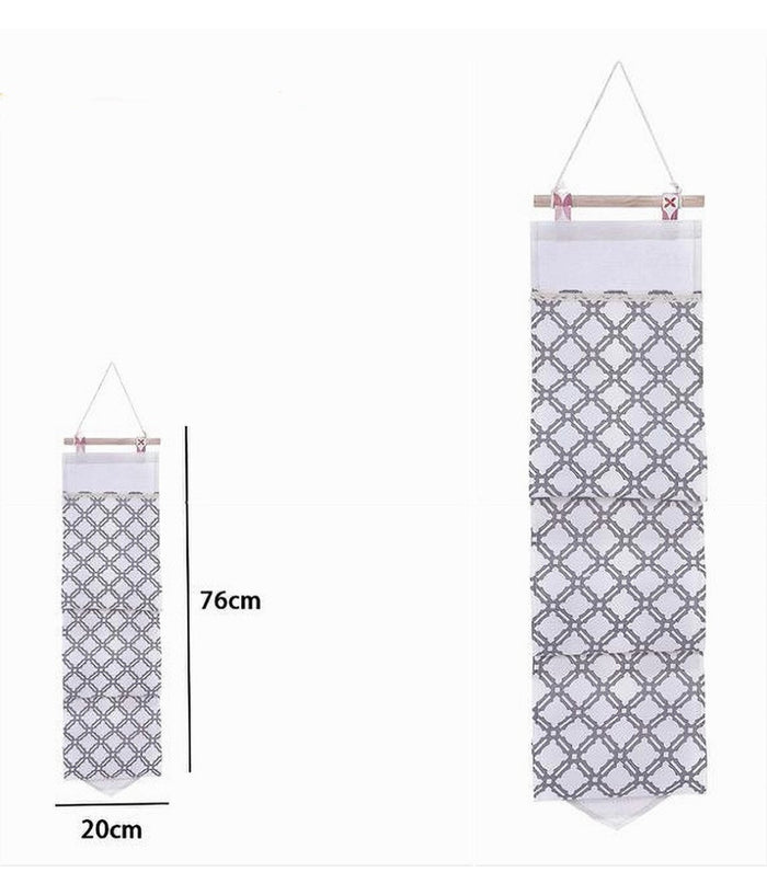 Porta Rotolo Organizer Da Appendere Con 3 Tasche In Tessuto Grigio Bagno 79200         