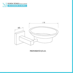 Porta sapone a muro in vetro satinato con supporto cromato Rock