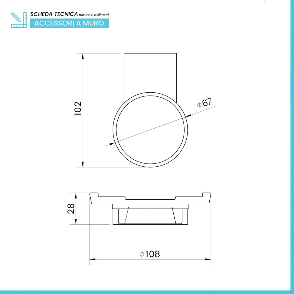 Porta sapone a muro in vetro satinato e acciaio cromato Futura