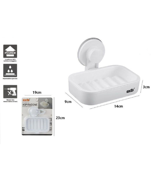 Porta Sapone Attacco A Ventosa Parete Accessorio Bagno In Plastica Mensola 59545         