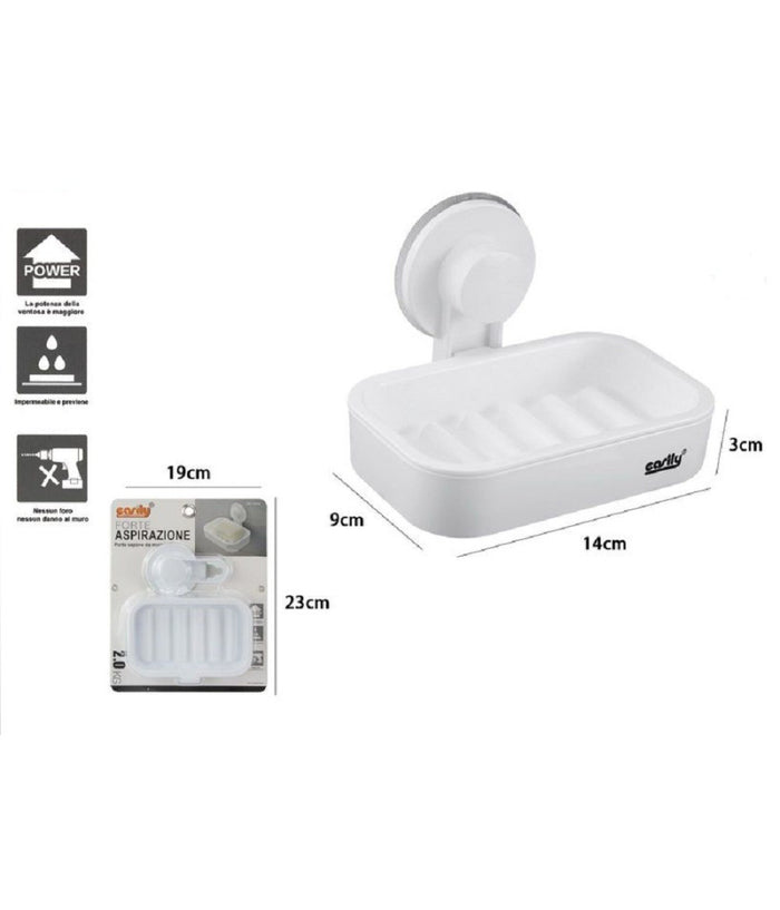 Porta Sapone Attacco A Ventosa Parete Accessorio Bagno In Plastica Mensola 59545         