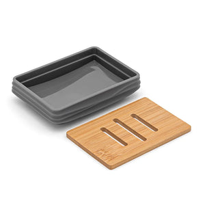 Porta sapone da appoggio grigio in abs e bambù Wave
