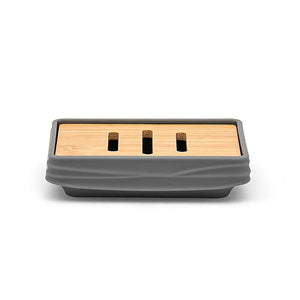 Porta sapone da appoggio grigio in abs e bambù Wave