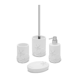 Porta sapone da appoggio in resina bianco con decoro marino  Coral