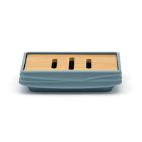 Porta sapone da appoggio turchese cobalto in abs e bambù Wave