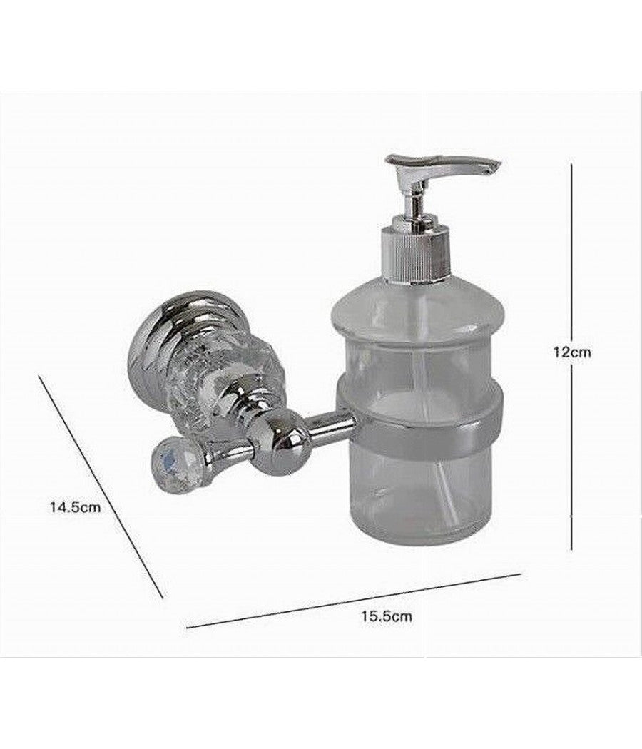 Trade Shop - Porta Sapone Dispenser Sapone Liquido Vetro Montaggio Parete Bagno Crystal 52831 -