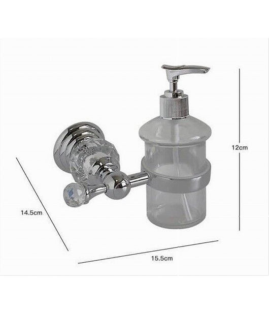 Trade Shop - Porta Sapone Dispenser Sapone Liquido Vetro Montaggio Parete Bagno Crystal 52831 -
