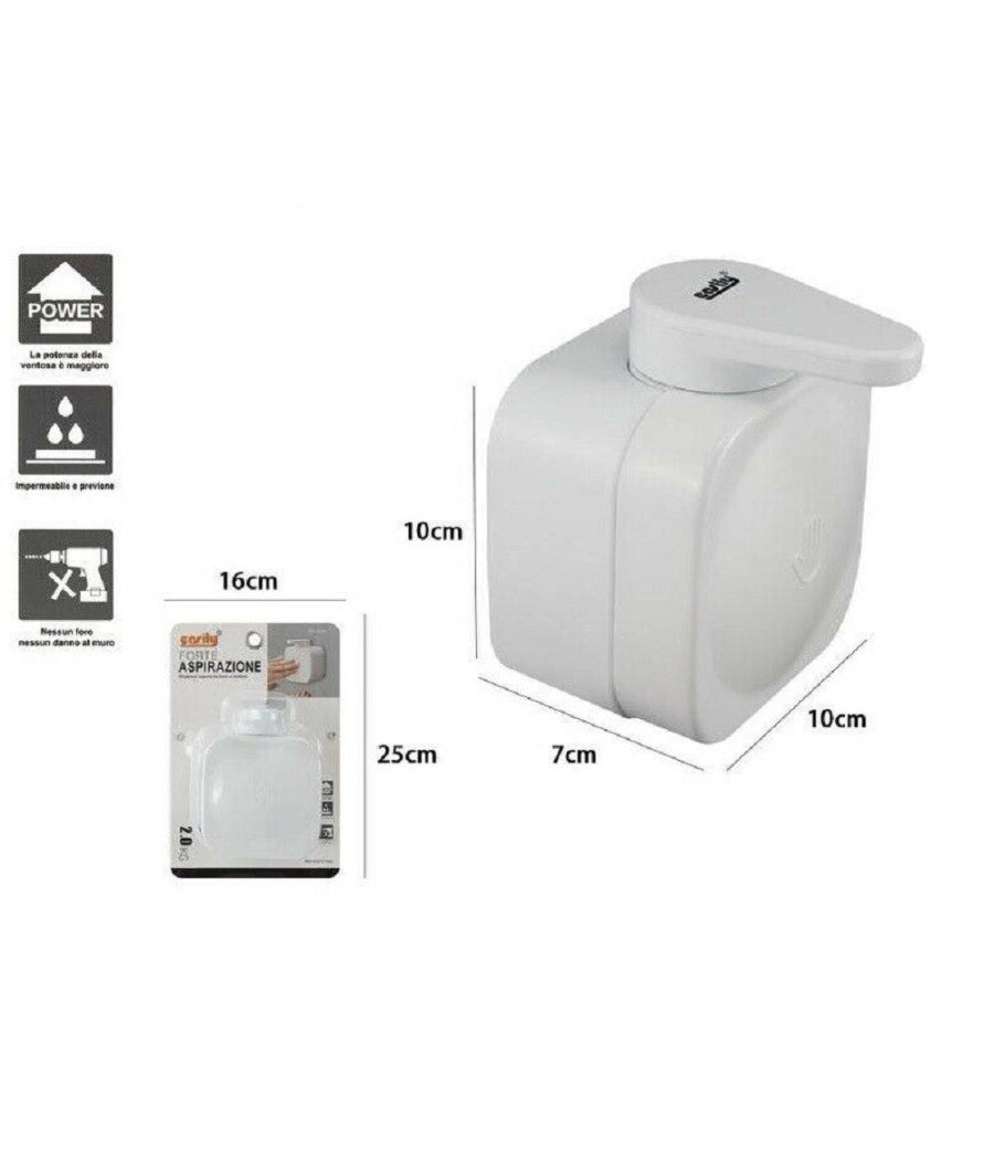 Porta Sapone Liquido Dispenser A Parete A Ventosa Bianco Accessori Bagno 59546         