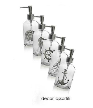 Porta Sapone Liquido Dosatore Silver 450ml 8x18 Cm Vetro Decori Assortiti 775680         