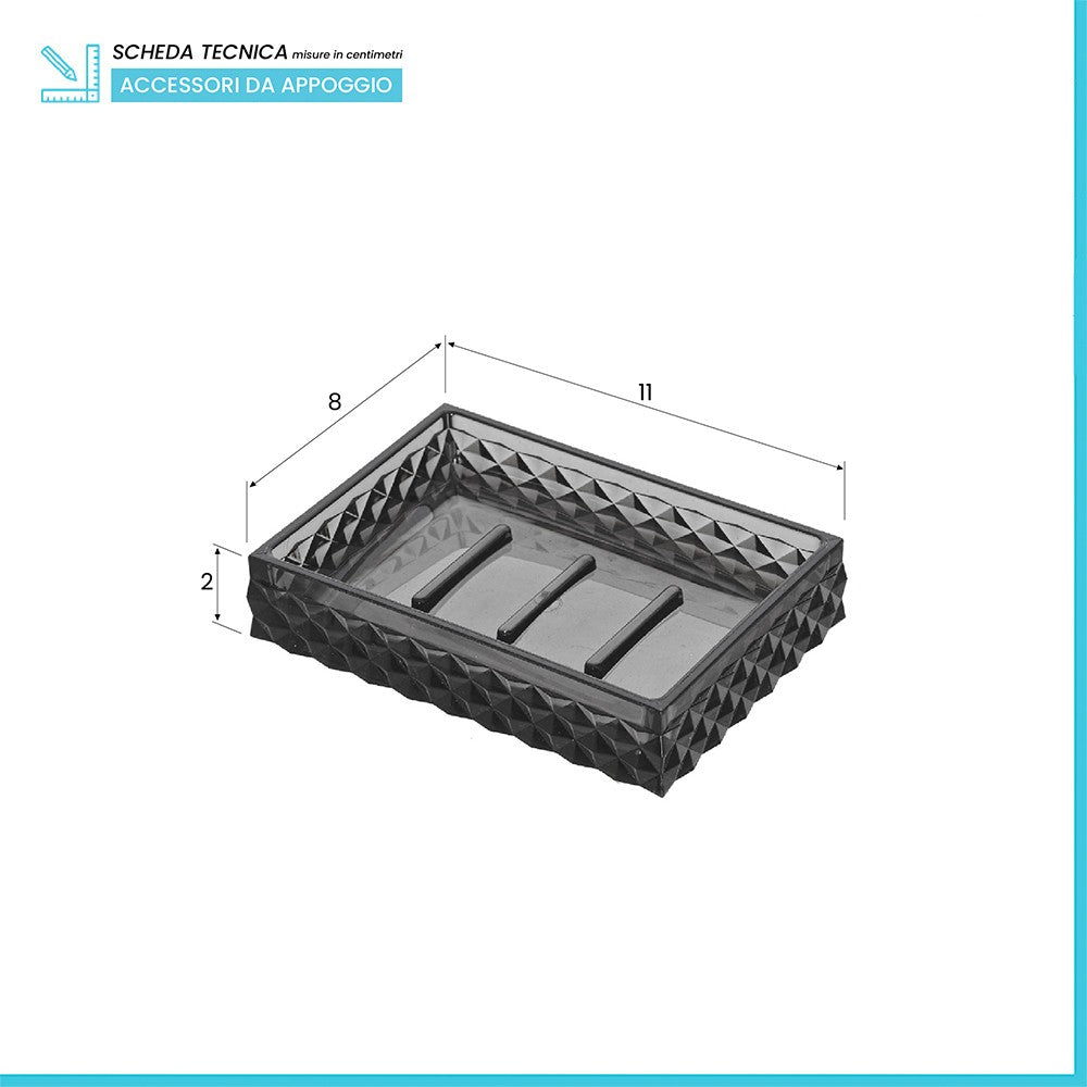 Porta Sapone Nero Trasparente in Plastica da Appoggio