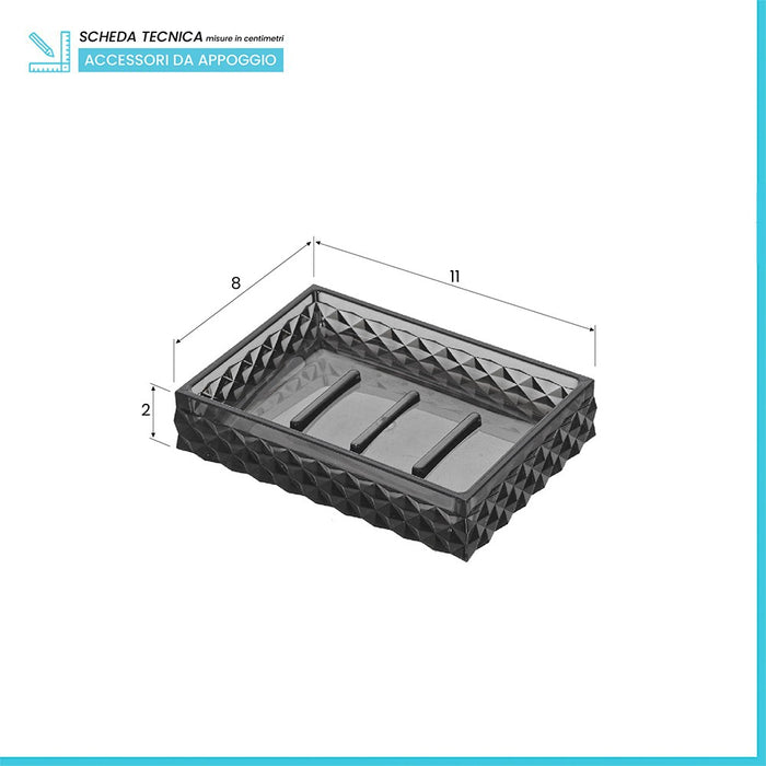 Porta Sapone Nero Trasparente in Plastica da Appoggio