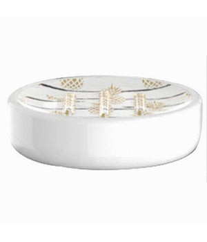 Porta Sapone Saponetta Accessorio Arredo Bagno Bianco Con Ananas 11x8x3cm 69754         