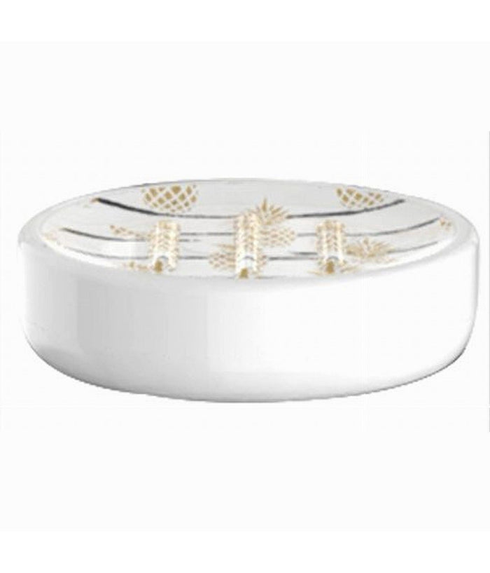 Porta Sapone Saponetta Accessorio Arredo Bagno Bianco Con Ananas 11x8x3cm 69754         