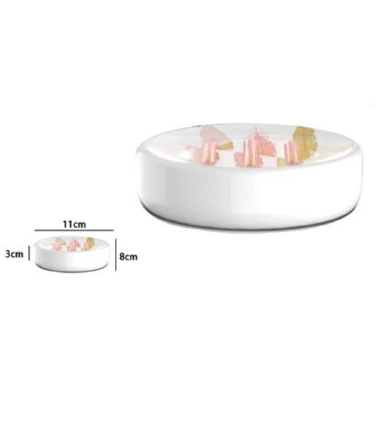 Porta Sapone Saponetta Accessorio Arredo Bagno Bianco Con Piume 11x8x3 Cm 69795         