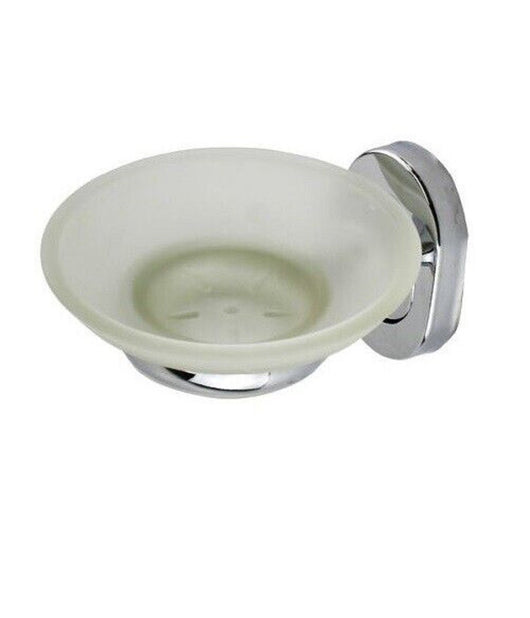Porta Sapone Saponetta Con Piattino Vetro Satinato Parete Accessorio Bagno 69185         