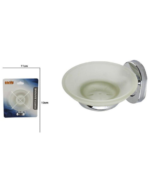 Porta Sapone Saponetta Con Piattino Vetro Satinato Parete Accessorio Bagno 69185         
