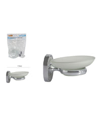 Porta Sapone Saponetta Con Piattino Vetro Satinato Parete Bagno Ovale 52009         