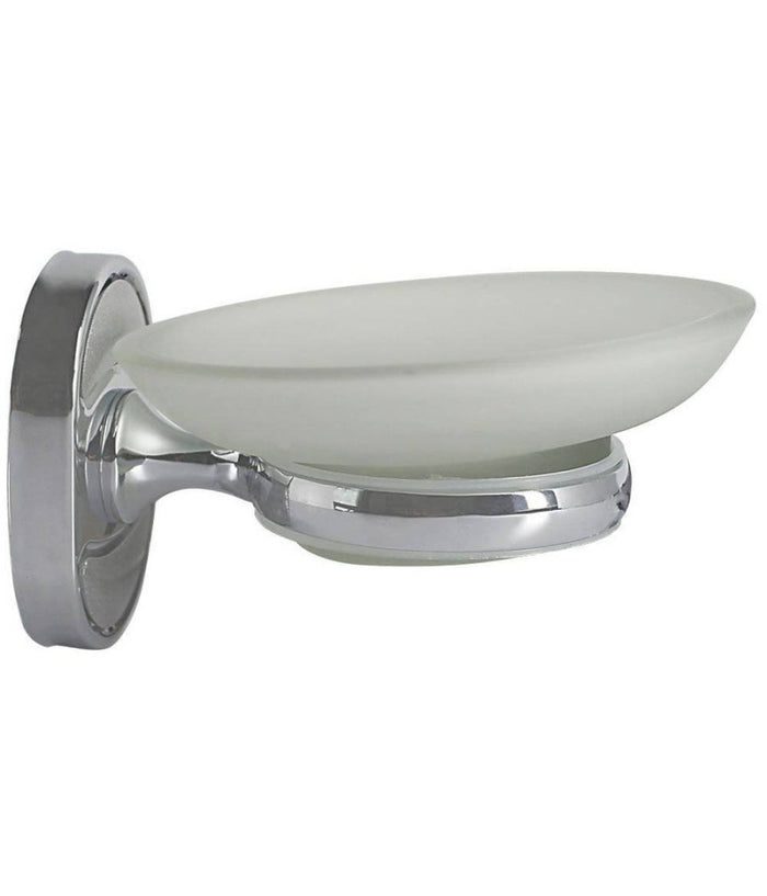 Porta Sapone Saponetta Con Piattino Vetro Satinato Parete Bagno Ovale 52009         