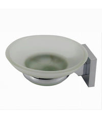 Porta Sapone Saponetta Con Piattino Vetro Satinato Parete Bagno Square 59185         