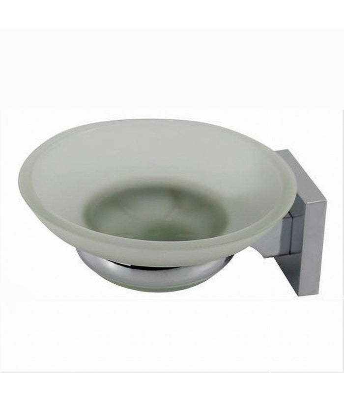 Porta Sapone Saponetta Con Piattino Vetro Satinato Parete Bagno Square 59185         