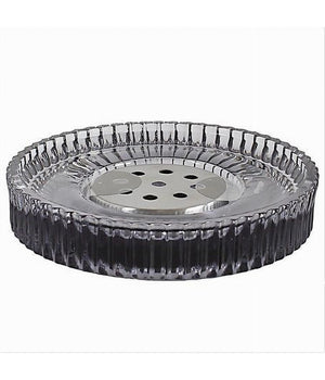 Porta Sapone Saponetta D'appoggio In Vetro Rigato Con Piastra Arredo Bagno 10370         