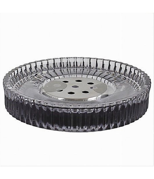 Porta Sapone Saponetta D'appoggio In Vetro Rigato Con Piastra Arredo Bagno 10370         