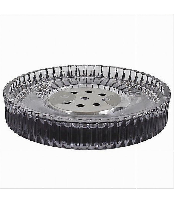 Porta Sapone Saponetta D'appoggio In Vetro Rigato Con Piastra Arredo Bagno 10370         