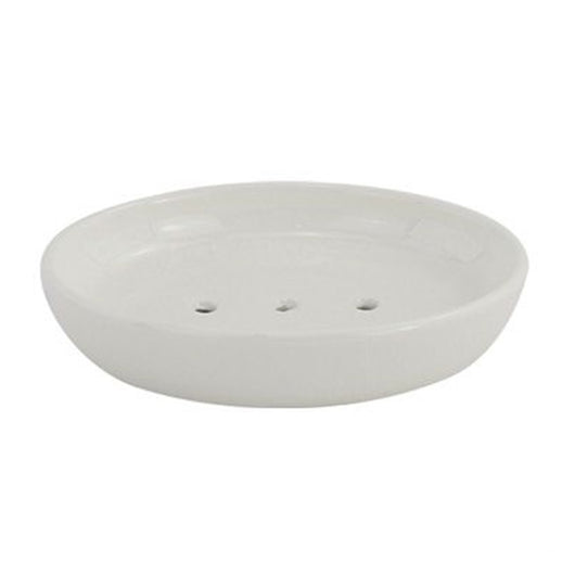 Trade Shop - Porta Sapone Saponetta Piatto Bianco Pelle Accessorio Arredo Bagno Elegante 87788         