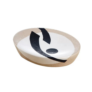 Porta sapone serie daphne sabbia con decori neri cod 79188