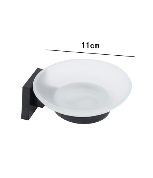 Porta Saponetta In Acciaio Muro Finitura Nero Opaco Contenitore In Vetro Moderno         