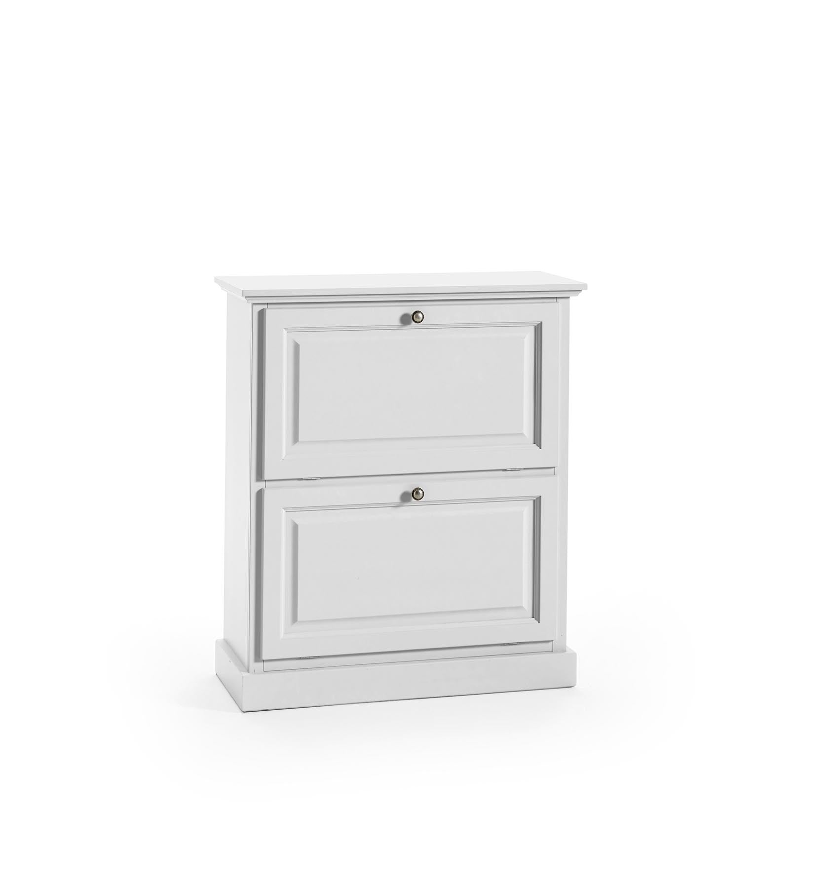 Scarpiera laccato bianco fumo 2 ribalte doppie(contiene 12 paia di scarpe)misure l.80 p.30 h.93 (6061) - Mobili 2G