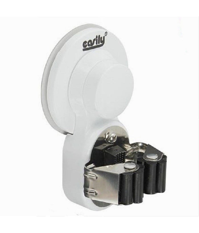 Porta Scopa Gancio Per Scope A Ventosa Supporto Parete Appendiscopa 11x6cm 59556         