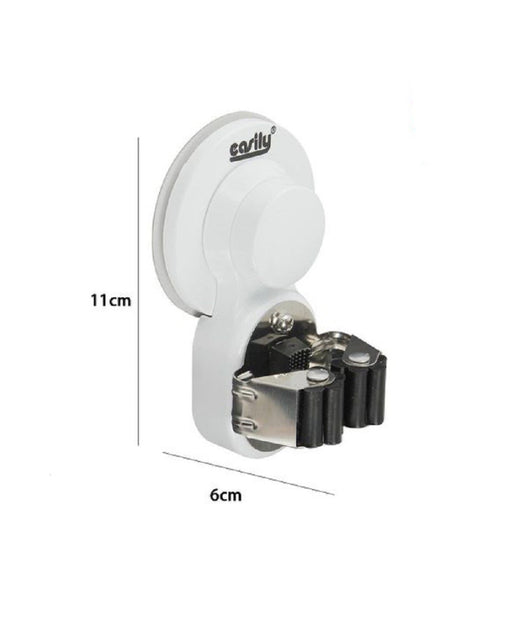 Porta Scopa Gancio Per Scope A Ventosa Supporto Parete Appendiscopa 11x6cm 59556         