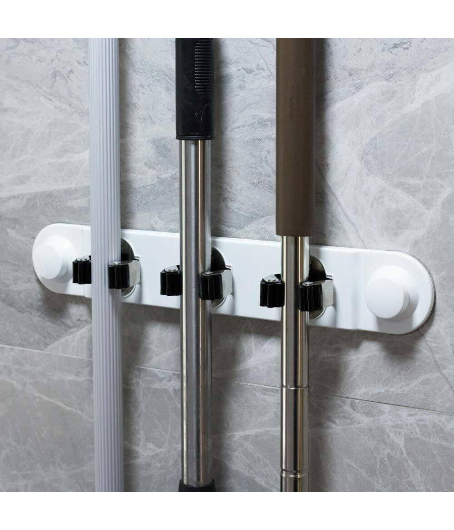 Porta Scope Da Muro Salva Spazio Supporto 3 Posti Cucina Casa Pulizia 59557         