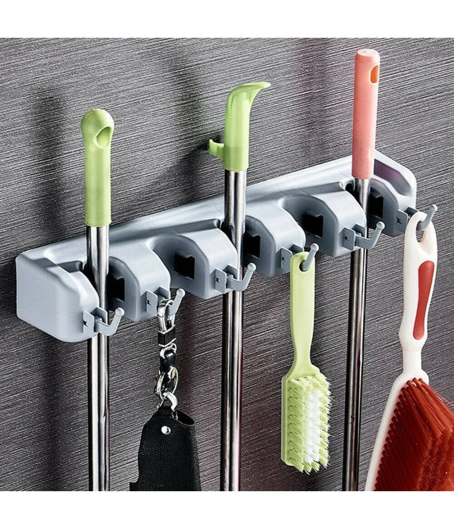 Porta Scope Da Muro Salva Spazio Supporto 5 Posti 6 Ganci Salvaspazio         