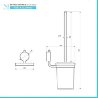 Porta scopino a muro acciaio cromo e vetro con doppio fissaggio Plaza