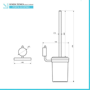 Porta scopino a muro acciaio cromo e vetro con doppio fissaggio Plaza