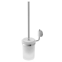 Porta scopino a muro acciaio cromo e vetro con doppio fissaggio Plaza