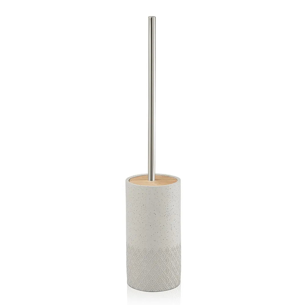 Porta scopino a terra grigio Gedy serie Afrodite in cemento e bambù