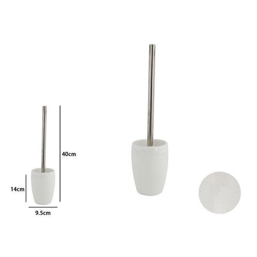 Trade Shop - Porta Scopino Bianco Pelle Con Scopettino Wc Accessorio Arredo Bagno Elegante 87789         