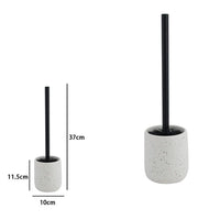 Trade Shop - Porta Scopino Con Scopettino Nero Wc Bagno Ceramica Bianco Effetto Pietra Granito 87808         